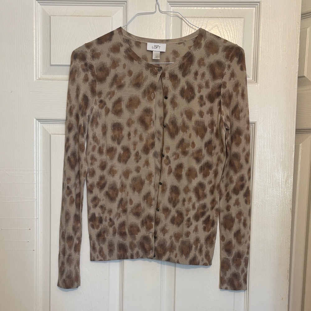 LOFT Animal Print Cardigan